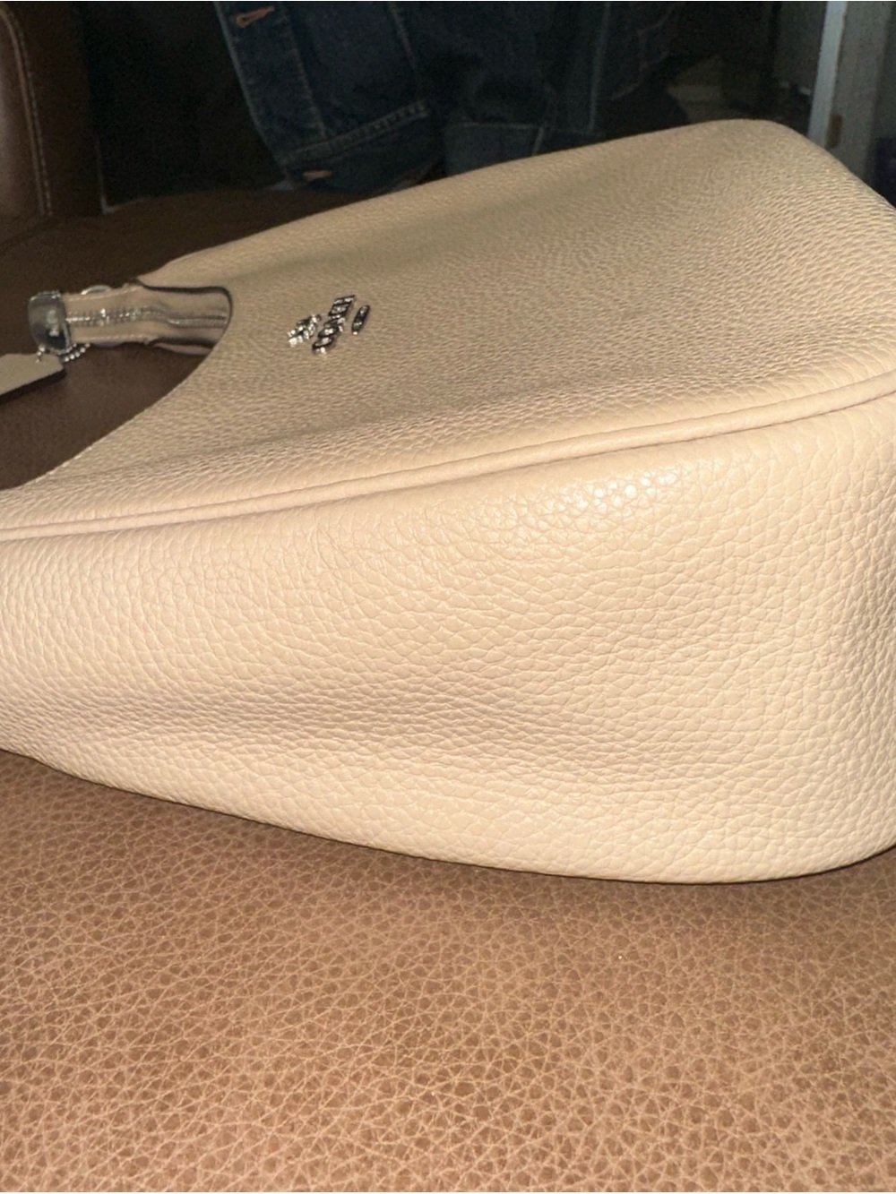 Coach Pebbled Leather Hobo Bag in Beige-Tan - Picture 5 of 12